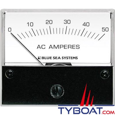 Blue Sea Systems - Ampèremètre analogique 0-50A + TI 50/50MA pour courant  alternatif - 9630 BLUE SEA SYSTEMS 300328 