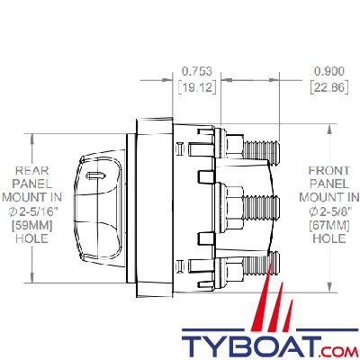 Blue Sea Systems - Commutateur de batterie manuel WP-Compact - simple circuit - on-off - 300A - 6006200