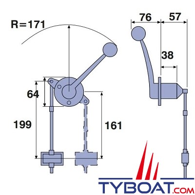 Dometic - Levier de commande CH2410P - latéral mono-fonction