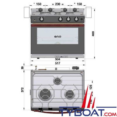 Eno - Cuisinière Allure - 3 feux + four 24 litres - Allumage intégré