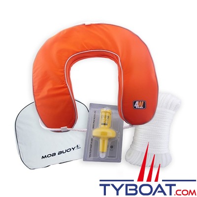 For Water - Bouée de sauvetage Mob Buoy - avec feu lithium + ligne de cordage 40 m et housse PVC anti UV blanche