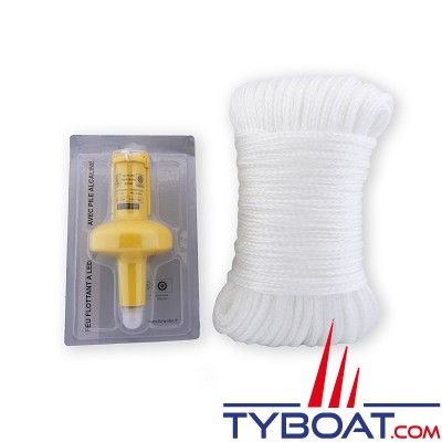 For Water - Bouée fer à cheval + feu lithium + ligne de cordage 40 m + housse PVC blanche anti UV