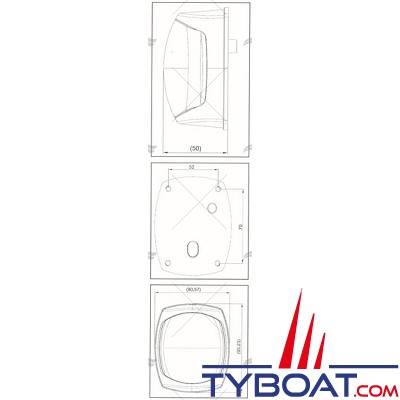 Feu de navigation LED - tribord - inox et blanc - 2 MN - 12 Volts - IP65