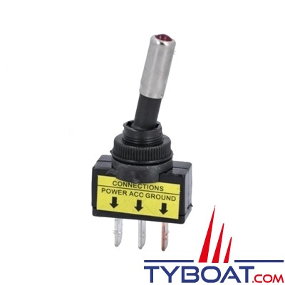 Interrupteur avec voyant intégré - on/off - Led blanche - 20A 12V - 3 pins