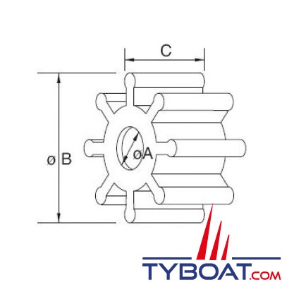 Jabsco - Kit turbine Néoprène 836-0001-P - Axe à clavette intérieure Ø int 1