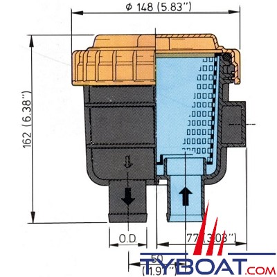 Vetus - Filtre eau de mer 1/2