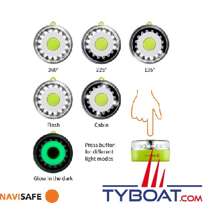 Navisafe - NS010 Lampe de sécurité Navi Light 360° Rescue - 2 MN - support magnétique - blanc - Fluorescent