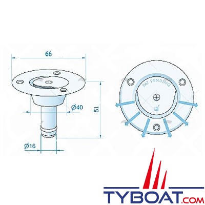 Roca - Évent Droit, inox 316 Ø 66mm pour tuyau Ø 16mm - 1710312