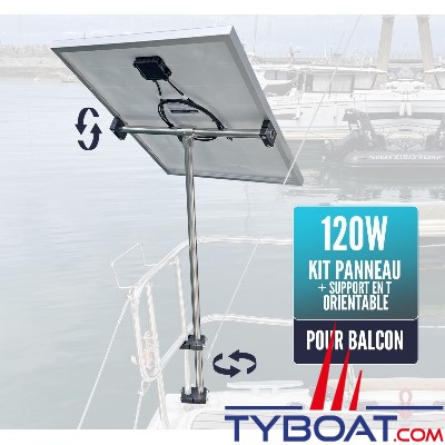 Seatronic - kit support orientable pour balcon avec panneau rigide de 120W - tube Ø 25mm