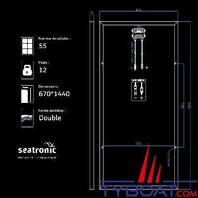 Seatronic - Panneau rigide - Sunpower Maxeon Gen III Back Contact - 205 watts - 670*1440*35 mm 