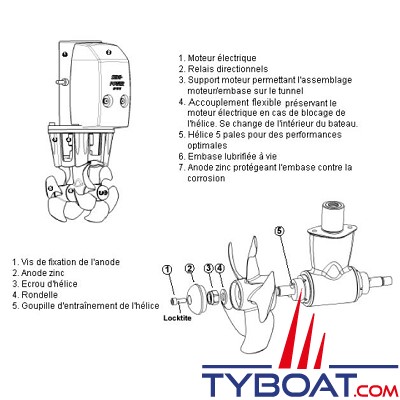 Side Power - écrou d'hélice pour propulseurs  SP30/35/40 - version S/Si/S2i - 3 1250