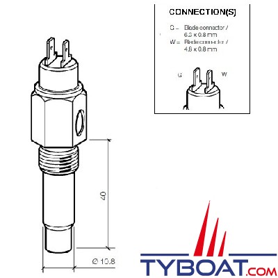 VDO - 323-803-001-006D - Capteur de température - 40-120° - M14x150 - Non isolé - Alarme 96°