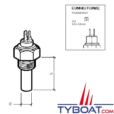 VDO 323-805-001-004N - Capteur de température du système de refroidissement - 40°/120° - 1/2x14 NPTF - isolé