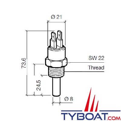 VDO X10-232-001-007 - Capteur de température - 6-24V - isolé - Alerte 96° - Filetage 14x150 - 100W 