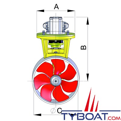 VETUS - Embase 55 kgf pour propulseur hydraulique  inclus moteur hydraulique pour tuyère 150 mm.