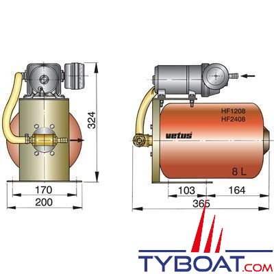 Vetus - Groupe d'eau HF2408 - 12,5 Litres/minute - 24 Volts