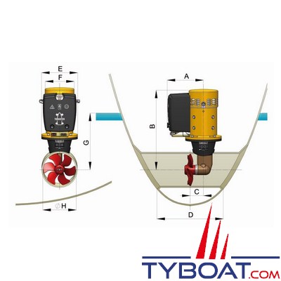 VETUS - Propulseur d'étrave avec durée d'utilisation étendue 125 kgf 24 Volts Ø de tuyère 250 mm 