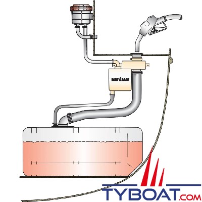 Vetus - Réservoir tampon pour gas-oil - nable Ø 38 mm - tuyau Ø 38 et Ø 51 mm - évent Ø 16 mm