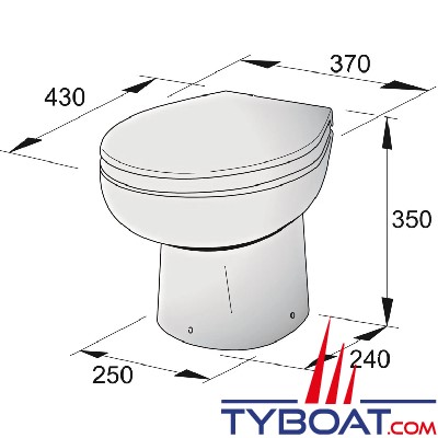 VETUS - Toilette type WCPS 12 Volts avec contacteur électrique