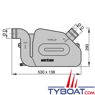 Vetus - Waterlock type LP Ø 50mm 10,5L