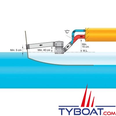 Vetus - Waterlock type MGL entrée 203 mm-45 degrés sortie 254 mm.